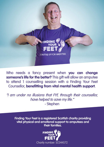 Help an amputee attend a counselling session with a finding Your Feet counsellor.