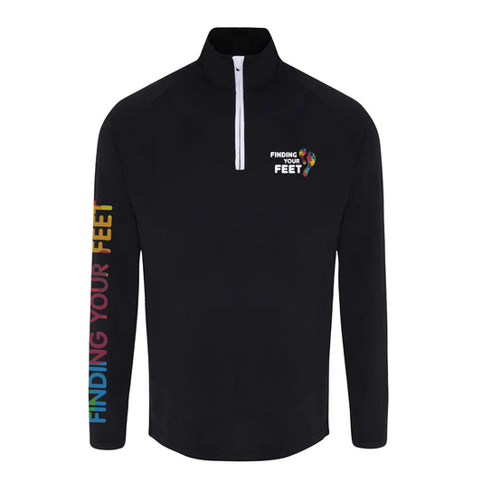 Long Sleeve Performance Quarter Zip - Black - Finding Your Feet